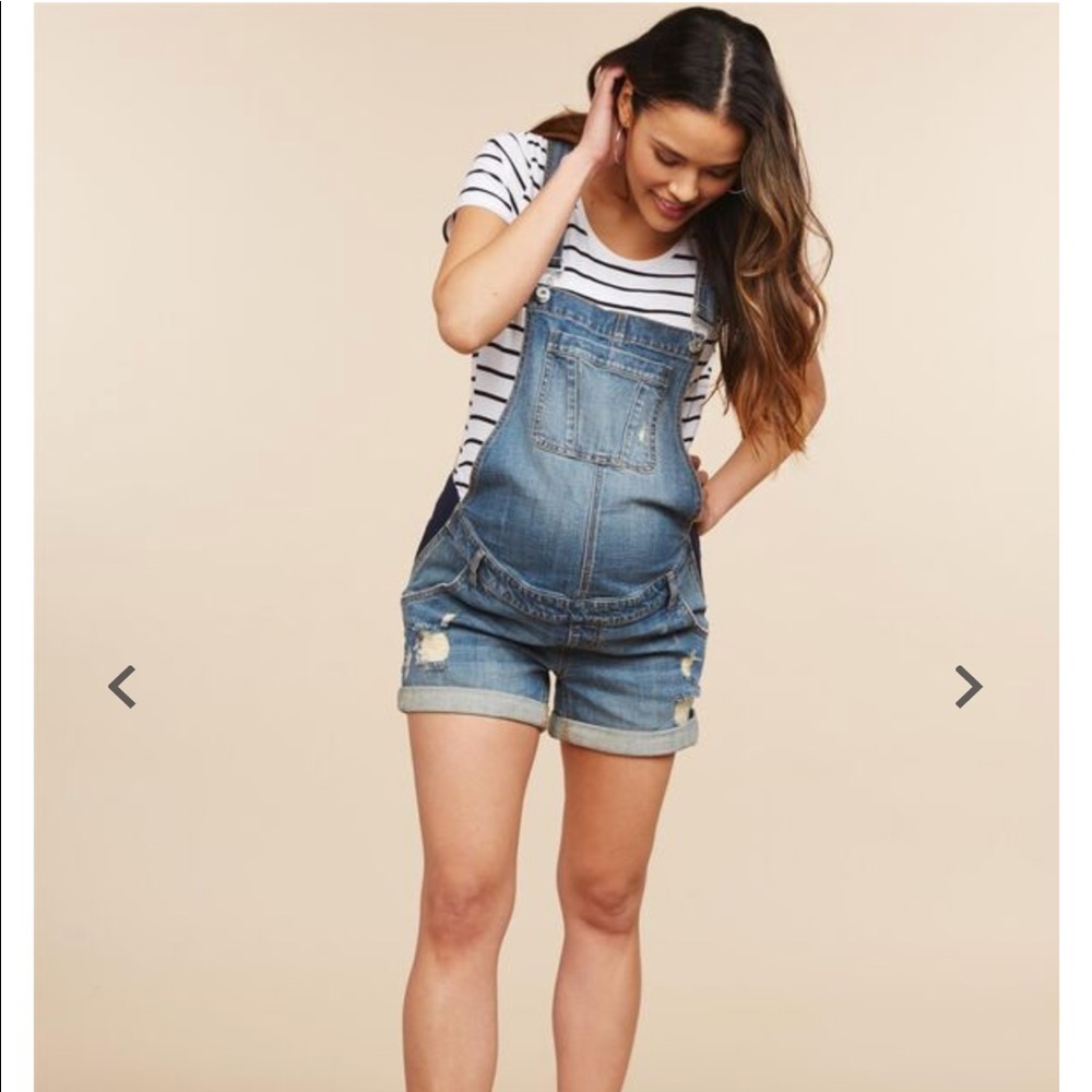 Maternity jeans short overalls